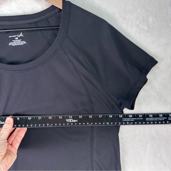 EXERTEK Black Relaxed Short Sleeve Moisture Wicking Athletic Workout T-Shirt Lrg - Picture 6 of 8